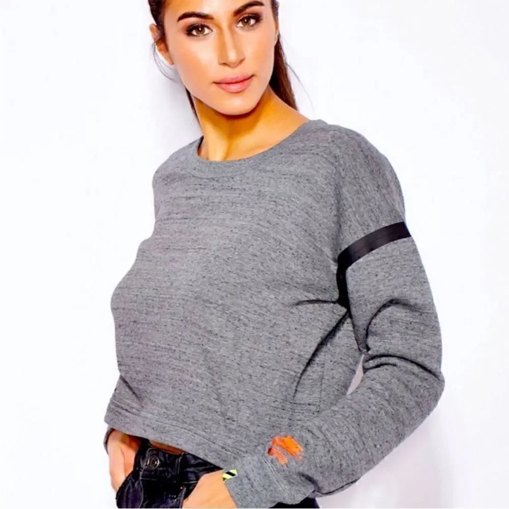 Nike Track & Field Gray & Black Cropped Sweatshirt!